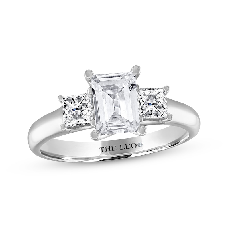 Main Image 1 of THE LEO Diamond Emerald-Cut & Princess-Cut Three-Stone Engagement Ring 1-1/2 ct tw 14K White Gold