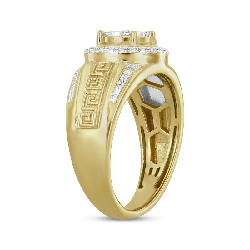 Main Image 2 of Men's Diamond Greek Key Pattern Ring 1/2 ct tw 10K Yellow Gold