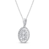 Thumbnail Image 0 of Baguette & Round-Cut Multi-Diamond Oval-Shaped Necklace 1/2 ct tw 10K White Gold 18"