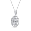 Thumbnail Image 1 of Baguette & Round-Cut Multi-Diamond Oval-Shaped Necklace 1/2 ct tw 10K White Gold 18"