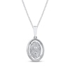 Thumbnail Image 2 of Baguette & Round-Cut Multi-Diamond Oval-Shaped Necklace 1/2 ct tw 10K White Gold 18"