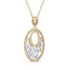 Thumbnail Image 0 of Baguette & Round-Cut Diamond Double Oval Scatter Necklace 1/2 ct tw 10K Yellow Gold 18"