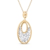 Thumbnail Image 2 of Baguette & Round-Cut Diamond Double Oval Scatter Necklace 1/2 ct tw 10K Yellow Gold 18"