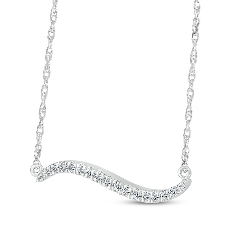 Main Image 2 of Diamond Wavy Bar Necklace 1/6 ct tw Sterling Silver 18&quot;