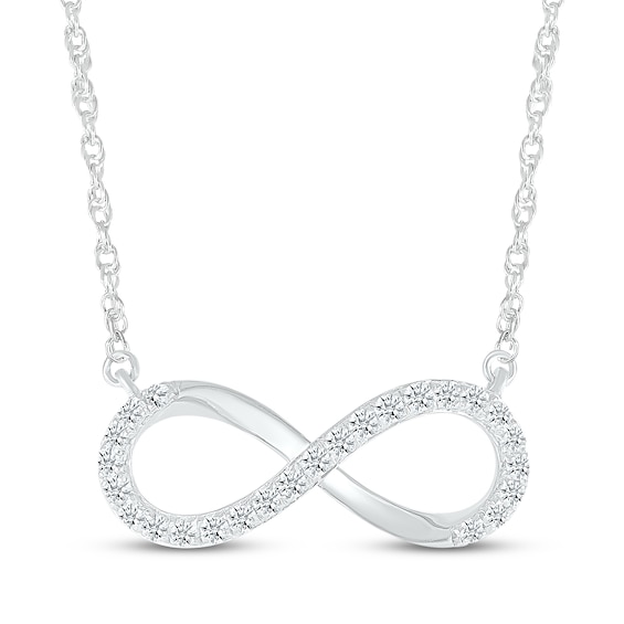 Diamond Horizontal Infinity Necklace 1/5 ct tw 10K White Gold 18"
