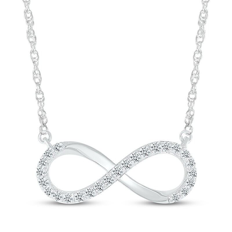 Main Image 1 of Diamond Horizontal Infinity Necklace 1/5 ct tw 10K White Gold 18"