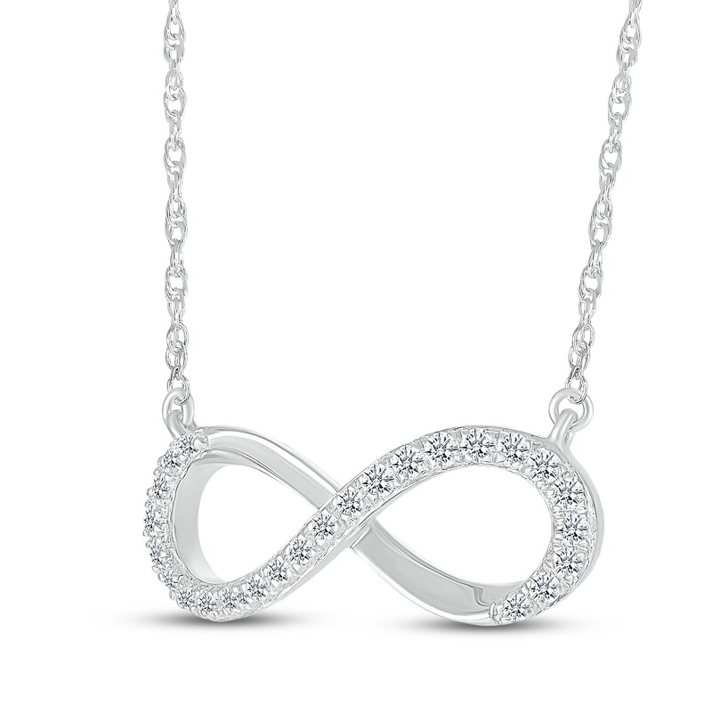 Main Image 2 of Diamond Horizontal Infinity Necklace 1/5 ct tw 10K White Gold 18"