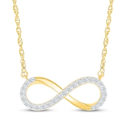 Diamond Horizontal Infinity Necklace 1/5 ct tw 10K Yellow Gold 18&quot;