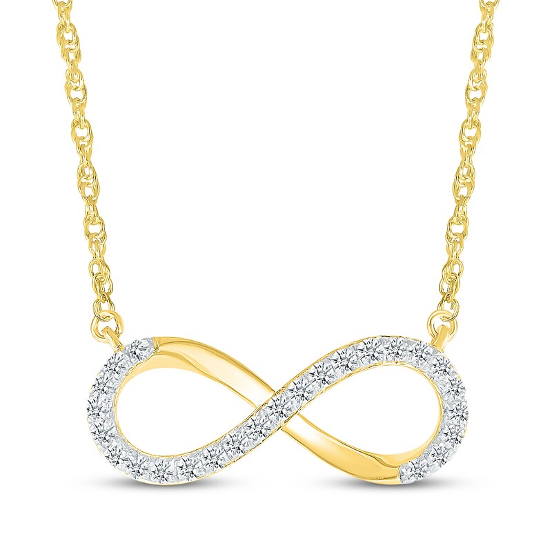 Main Image 1 of Diamond Horizontal Infinity Necklace 1/5 ct tw 10K Yellow Gold 18&quot;