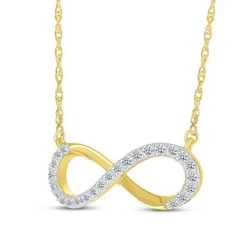 Main Image 2 of Diamond Horizontal Infinity Necklace 1/5 ct tw 10K Yellow Gold 18&quot;