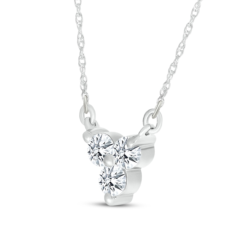 Main Image 2 of Diamond Three-Stone Necklace 1/6 ct tw 10K White Gold 18"