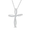 Thumbnail Image 1 of Diamond Looping Cross Necklace 1/8 ct tw 10K White Gold 18"