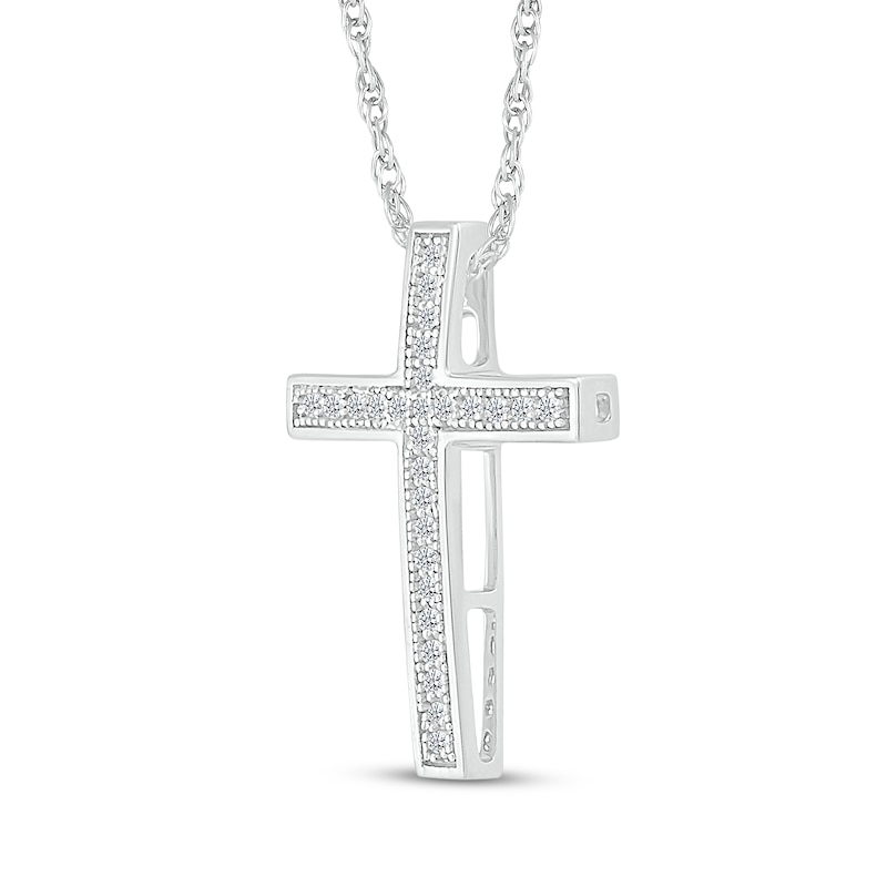 Diamond Traditional Cross Necklace 1/15 ct tw Sterling Silver