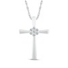 Thumbnail Image 1 of Multi-Diamond Center Cross Necklace 1/10 ct tw 10K White Gold 18"