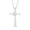 Thumbnail Image 2 of Multi-Diamond Center Cross Necklace 1/10 ct tw 10K White Gold 18"