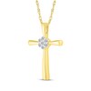 Thumbnail Image 2 of Multi-Diamond Center Cross Necklace 1/10 ct tw 10K Yellow Gold 18&quot;