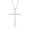 Thumbnail Image 1 of Diamond-Tipped Cross Necklace 1/8 ct tw 10K White Gold 18"