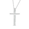 Thumbnail Image 2 of Diamond-Tipped Cross Necklace 1/8 ct tw 10K White Gold 18"