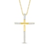 Thumbnail Image 1 of Diamond-Tipped Cross Necklace 1/8 ct tw 10K Yellow Gold 18"