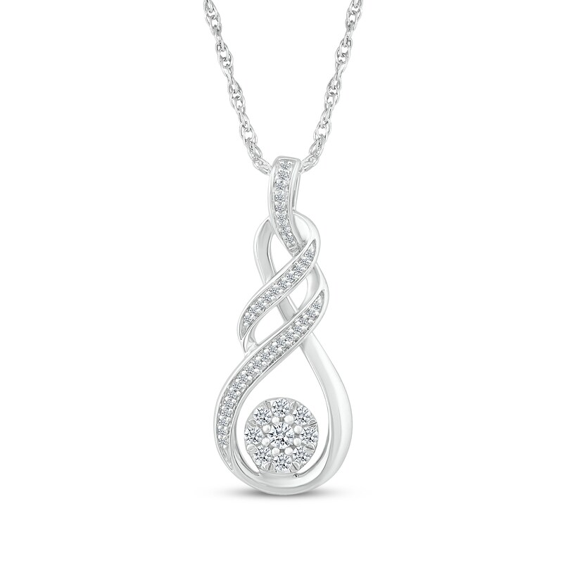 MultiDiamond Twist Necklace 1/4 ct tw 10K White Gold 18" Kay Outlet