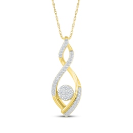 Multi-Diamond Twist Infinity Necklace 1/4 ct tw 10K Yellow Gold 18"