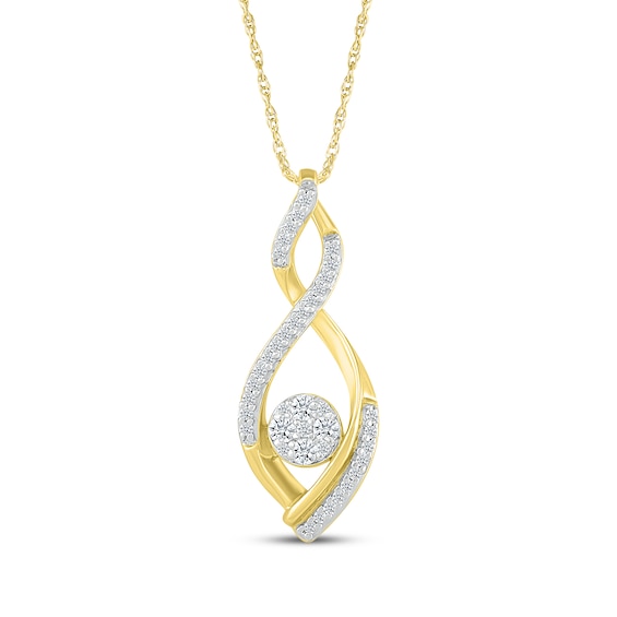 Multi-Diamond Twist Infinity Necklace 1/4 ct tw 10K Yellow Gold 18"