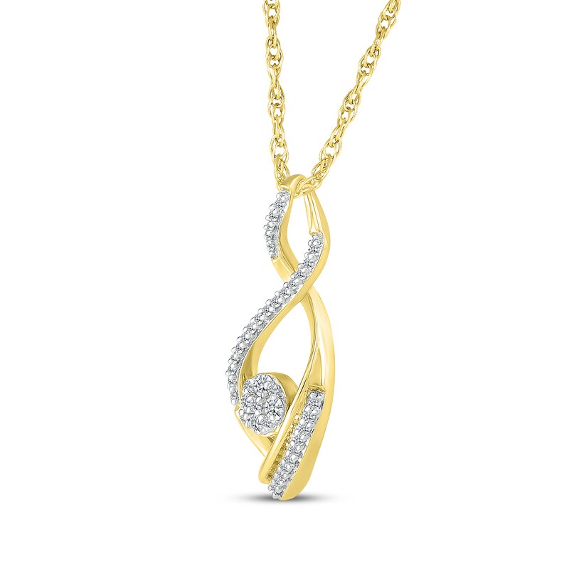Main Image 2 of Multi-Diamond Twist Infinity Necklace 1/4 ct tw 10K Yellow Gold 18"