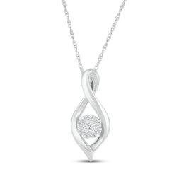 Multi-Diamond Infinity Cluster Necklace 1/10 ct tw 10K White Gold 18"