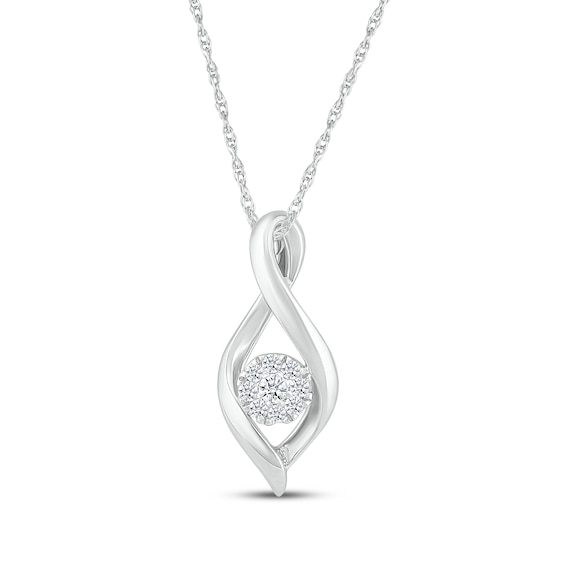 Multi-Diamond Infinity Cluster Necklace 1/10 ct tw 10K White Gold 18"