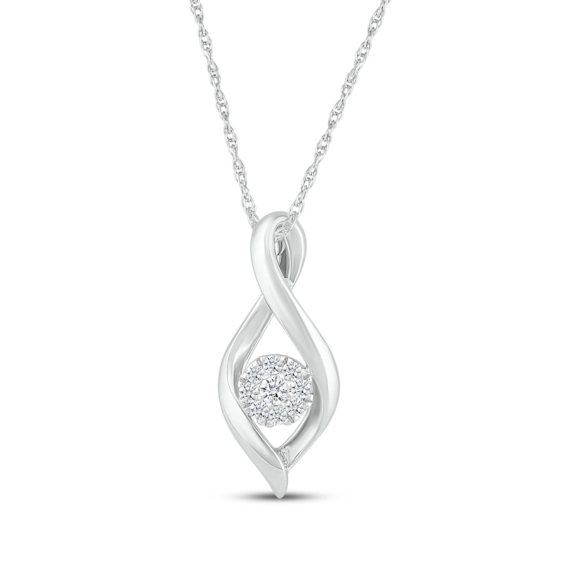Main Image 1 of Multi-Diamond Infinity Cluster Necklace 1/10 ct tw 10K White Gold 18"