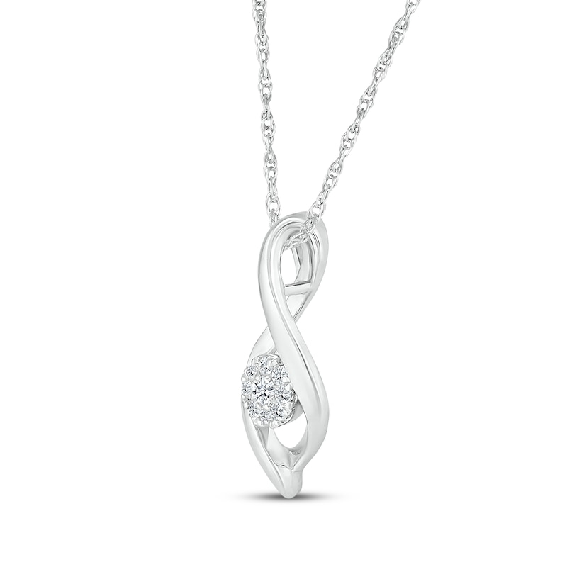 Main Image 2 of Multi-Diamond Infinity Cluster Necklace 1/10 ct tw 10K White Gold 18"