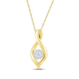 Multi-Diamond Infinity Cluster Necklace 1/10 ct tw 10K Yellow Gold 18"