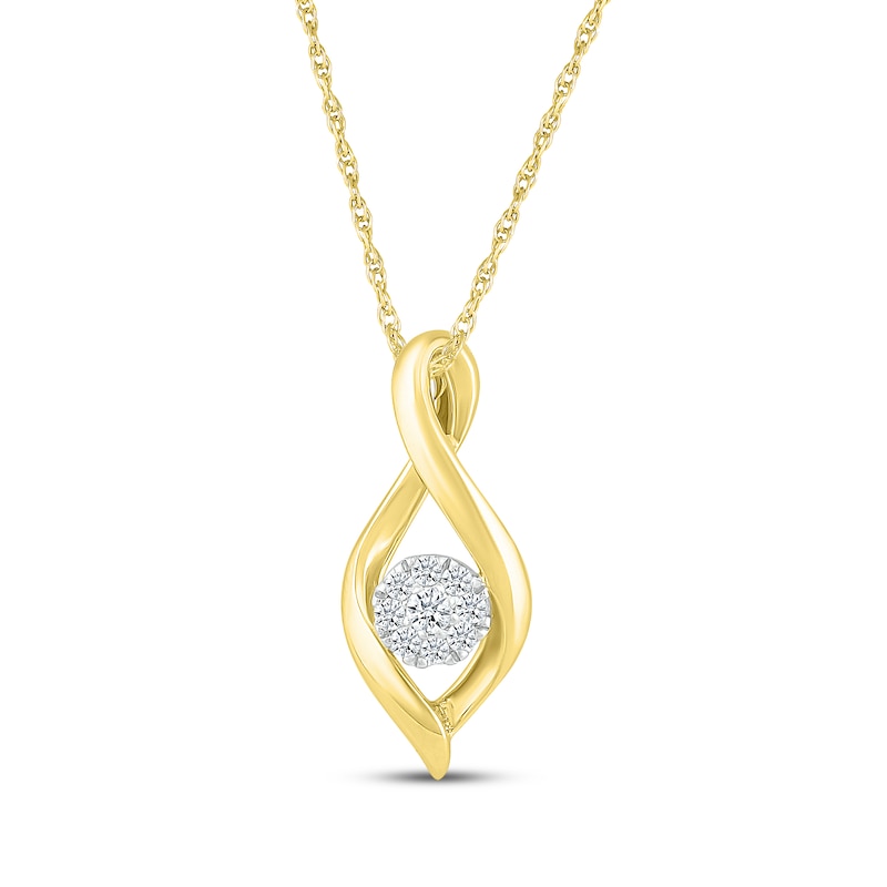 Main Image 1 of Multi-Diamond Infinity Cluster Necklace 1/10 ct tw 10K Yellow Gold 18"