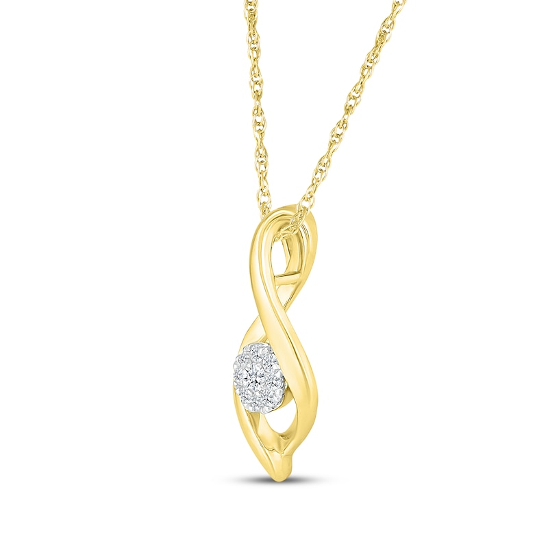 Main Image 2 of Multi-Diamond Infinity Cluster Necklace 1/10 ct tw 10K Yellow Gold 18"