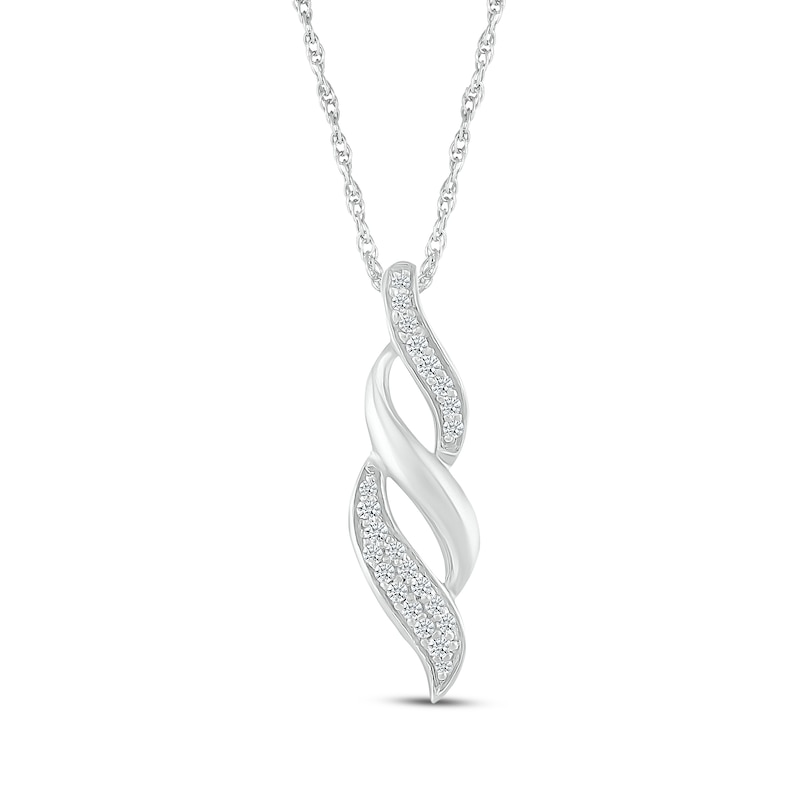Main Image 1 of Diamond Swirl Necklace 1/8 ct tw Sterling Silver 18"