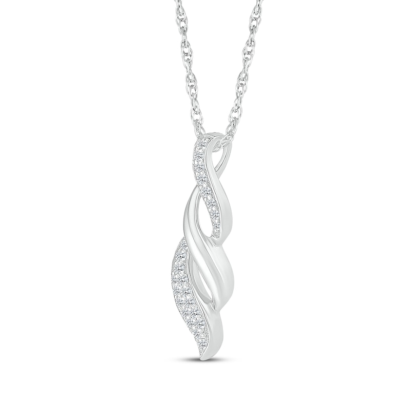 Main Image 2 of Diamond Swirl Necklace 1/8 ct tw Sterling Silver 18"