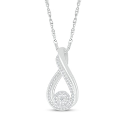 Diamond Infinity Twist Necklace 1/4 ct tw 10K White Gold 18"