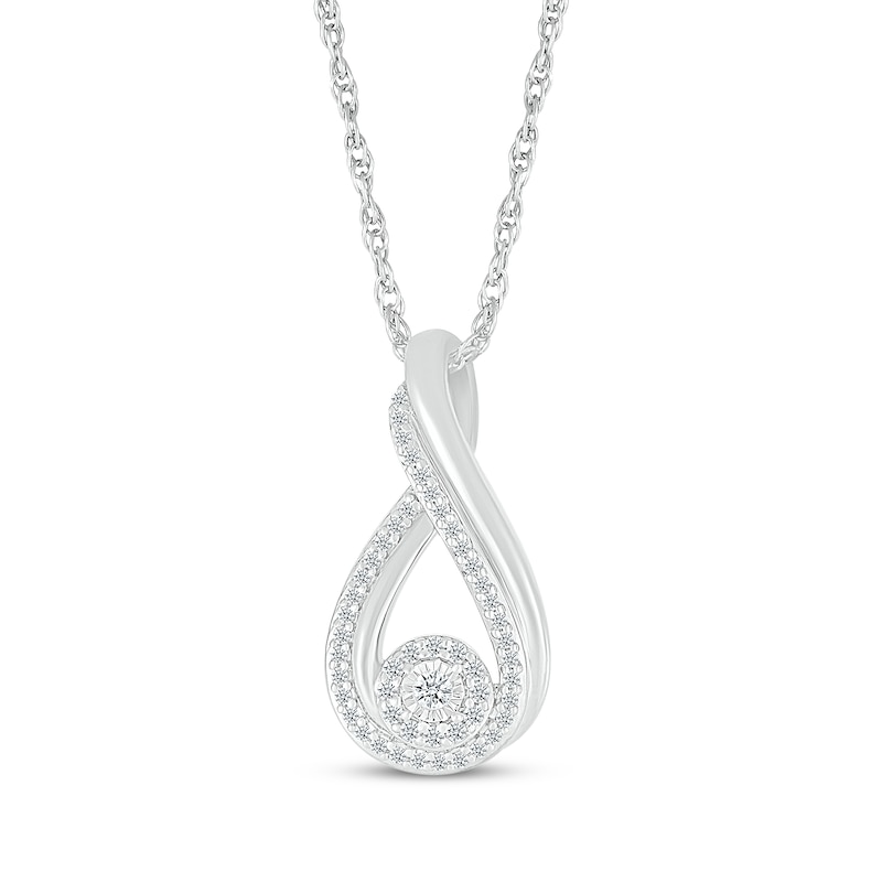 Diamond Infinity Twist Necklace 1/4 ct tw 10K White Gold 18"