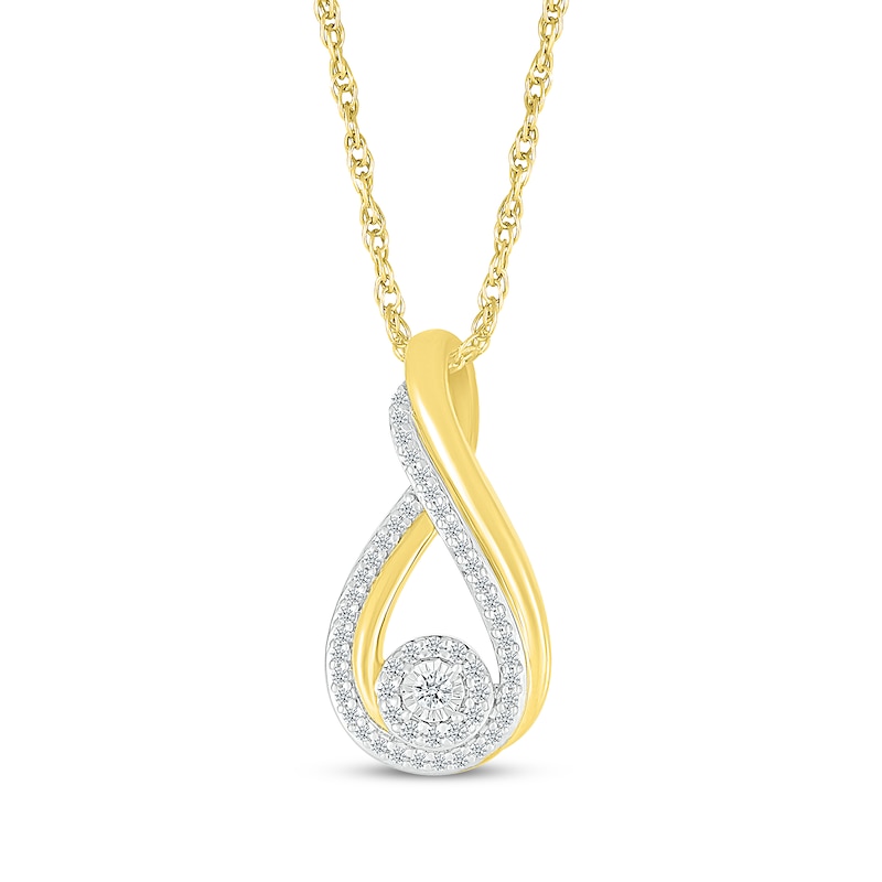 Main Image 1 of Diamond Infinity Twist Necklace 1/4 ct tw 10K Yellow Gold 18"