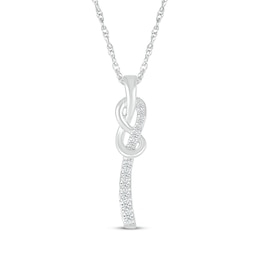 Diamond Twist Drop Necklace 1/6 ct tw 10K White Gold 18"