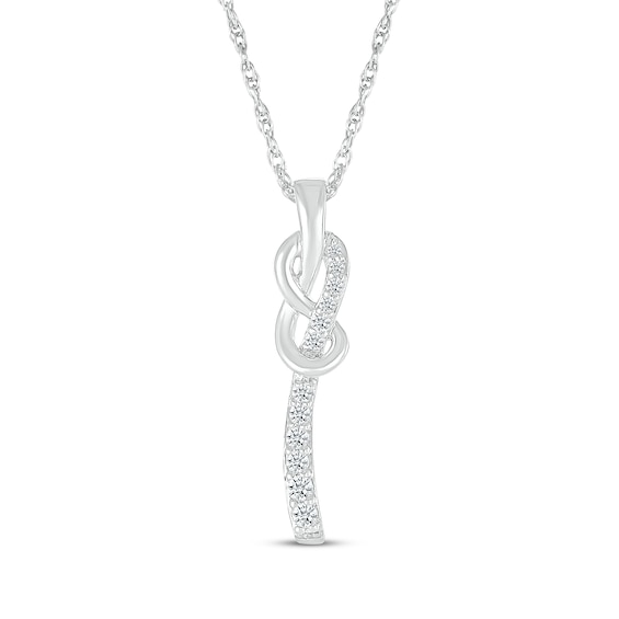 Diamond Twist Drop Necklace 1/6 ct tw 10K White Gold 18"