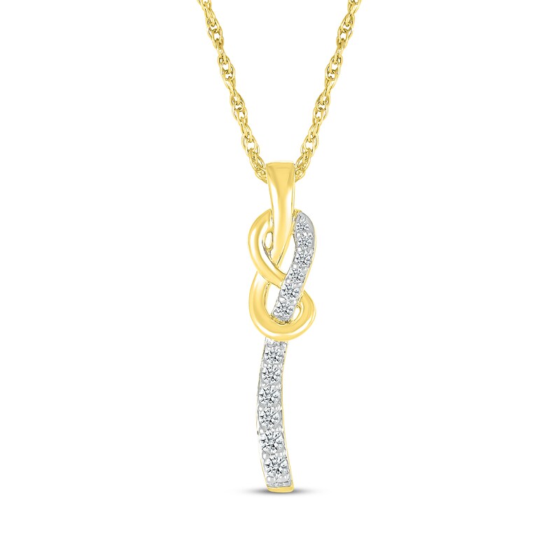 Main Image 1 of Diamond Twist Drop Necklace 1/6 ct tw 10K Yellow Gold 18"