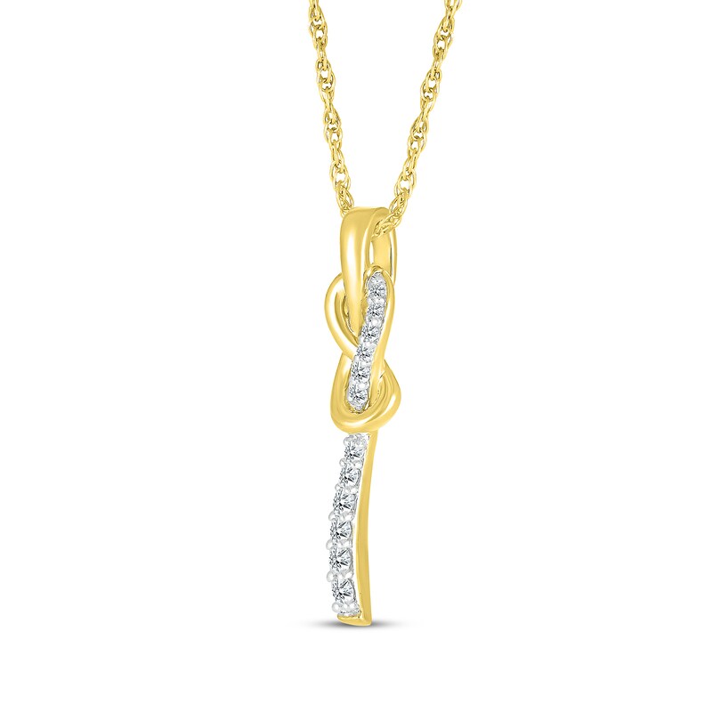 Main Image 2 of Diamond Twist Drop Necklace 1/6 ct tw 10K Yellow Gold 18"