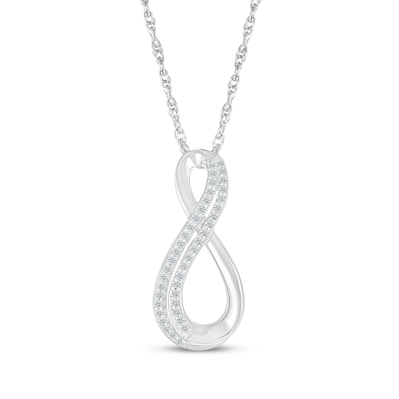 Main Image 1 of Diamond Double Infinity Necklace 1/8 ct tw Sterling Silver 18"