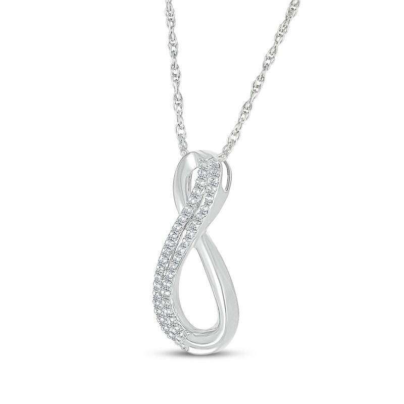 Main Image 2 of Diamond Double Infinity Necklace 1/8 ct tw Sterling Silver 18"