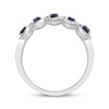 Thumbnail Image 3 of Oval-Cut Blue Sapphire & Diamond Halo Ring 1/4 ct tw Sterling Silver
