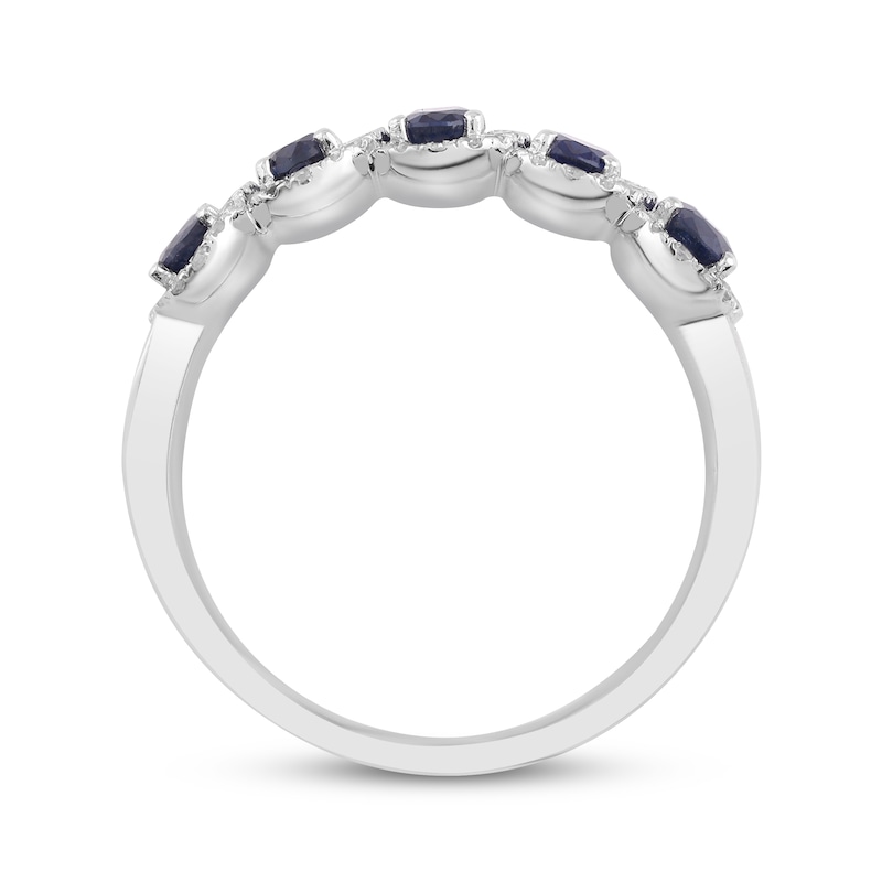 Main Image 3 of Oval-Cut Blue Sapphire & Diamond Halo Ring 1/4 ct tw Sterling Silver