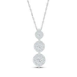 Multi-Diamond Graduated Drop Necklace 1/4 ct tw 10K White Gold 18"