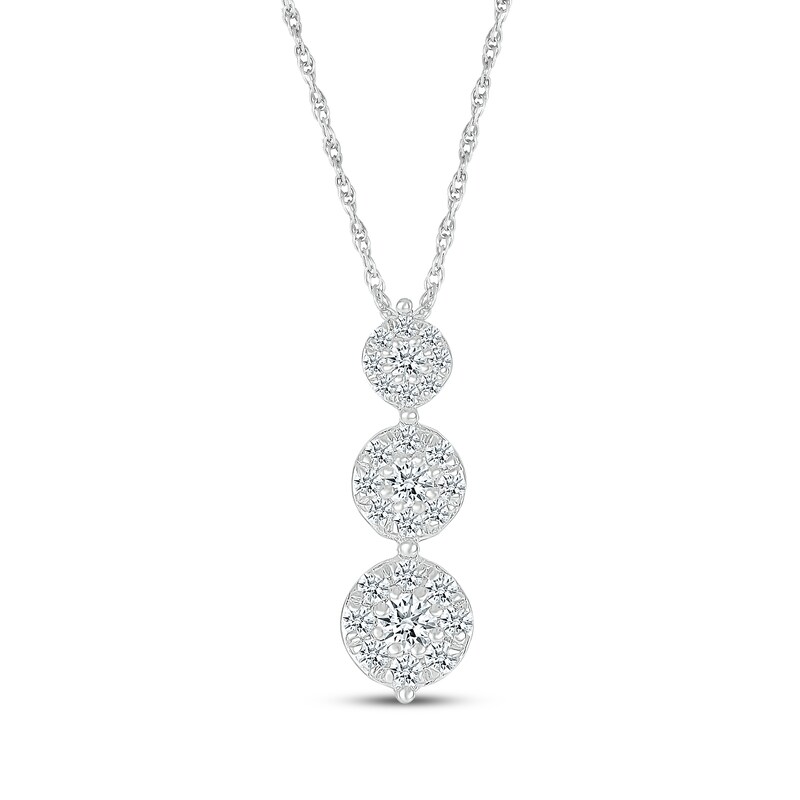 Main Image 1 of Multi-Diamond Graduated Drop Necklace 1/4 ct tw 10K White Gold 18"