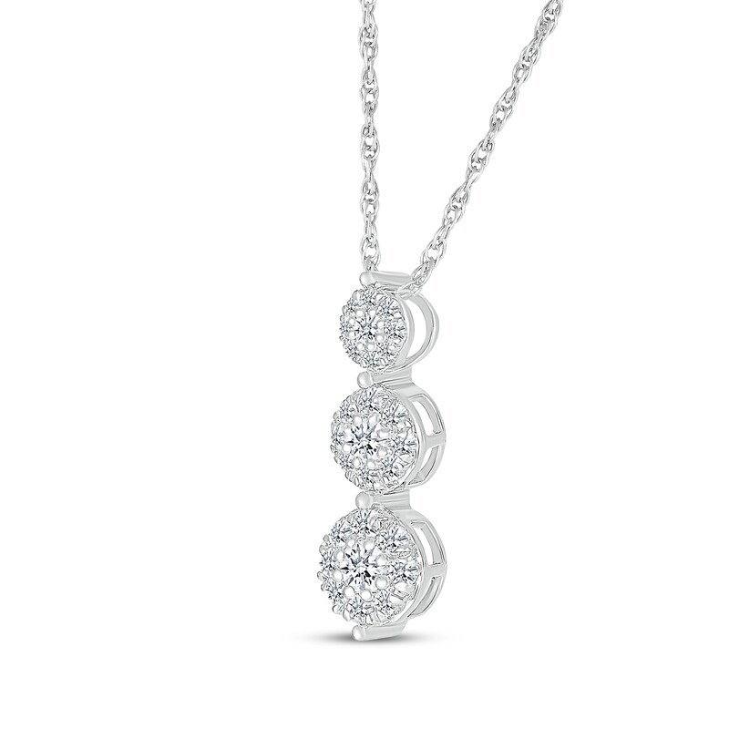 Main Image 2 of Multi-Diamond Graduated Drop Necklace 1/4 ct tw 10K White Gold 18"